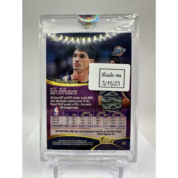 Utah Jazz John Stockton Art basketball card With Jazz Patch - Picture 2 of 2